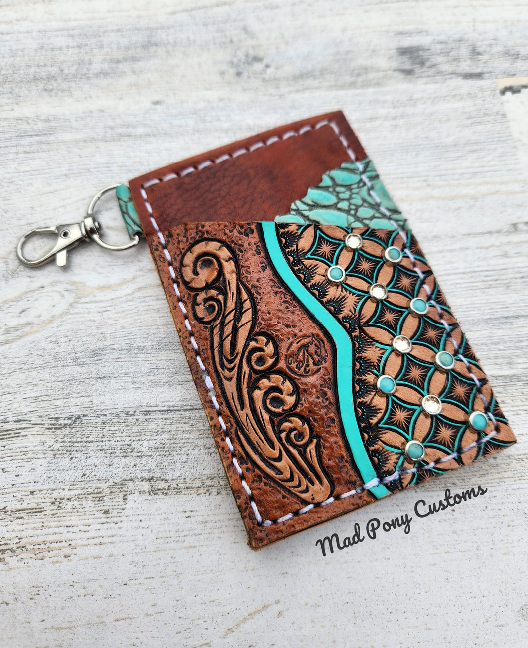 Turquoise scroll cardholder